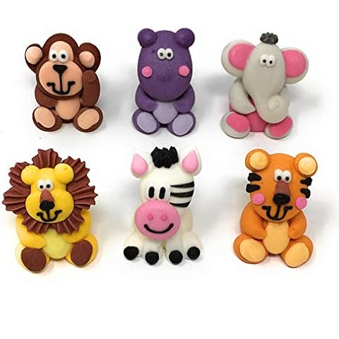 3D Jungle Animal Cake Decorations Toppers with a Lion, Tiger, Elephant, Hippo, Monkey & Zebra Cover