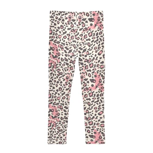 KLL Leopard Pattern Pink Black Hawaiian Girls Cotton Leggings Soft Full Length Sweatpants Sports2
