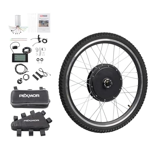 PEXMOR Electric Bike Conversion Kit, 48V 1000W 26" Front Wheel E-Bike Hub Motor Kit, Upgrade 3 Mode Controller w/PAS/LCD Display/Twist Throttle Ebike Bicycle Wheel Kit