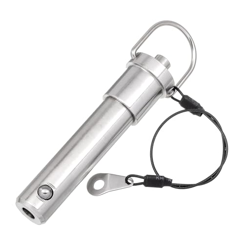 HALLMERS 20mm Pin Diameter 60mm Usable Length Quick Release Ball Head Pin Lock with 260mm Retaining Wire Cable - Stainless Steel - Self Locking Fasten Security Bolt Accessory Push Pull Fastening Tool
