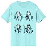Bioworld Hatsune Miku Band Design Crew Neck Short Sleeve Celadon Women's T-Shirt-XXL