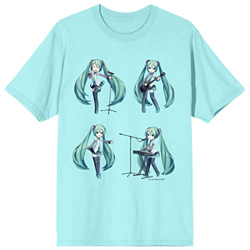 Bioworld Hatsune Miku Band Design Crew Neck Short Sleeve Celadon
