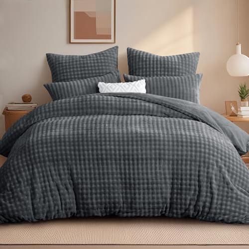 RUIKASI Winter Plüsch Bettwäsche 220x240 3teilig Grau - WarmeKuschelig...
