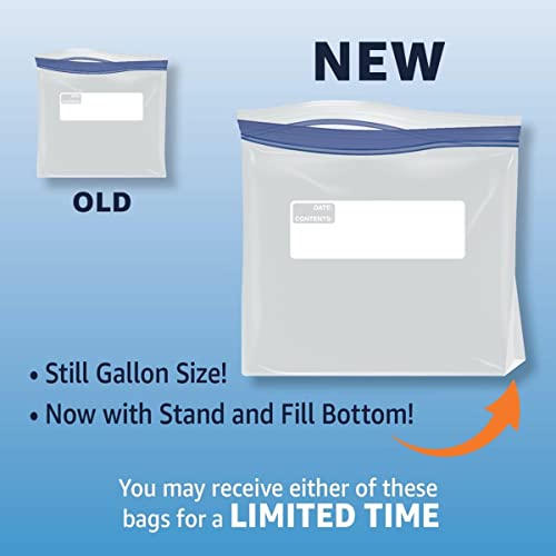 Image of Amazon Basics Freezer Gallon Bags | Stand & Fill Base | 90 Count | Pack of 2