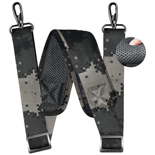 ZINZ 79 inch Shoulder Strap, Extra-thick Fixed Cushion Pad and Dual Clasps Universal Replacement Strap with Metal Swivel Hooks for Laptop Bags, Luggage Bags, Camera, Crossbody(Camouflage Gray)