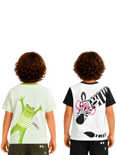 Image of Pilolo Kids Soft Cotton Lycra Pocket T-Shirt for Boys - (Combo Pack of 2)