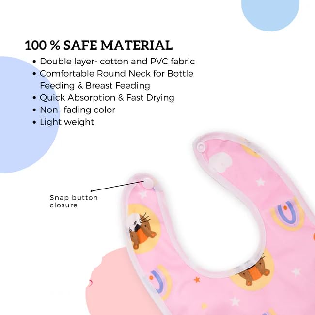 Little Boo Waterproof Spill Resistant Bibs, Baby Apron With Bib, Baby Bibs For 6 to 12 Months, Fastdry Bibs, Soft Cotton Bib Pack of 6(Multicolor Colour & Print May Vary) - Image 2 thumbnail