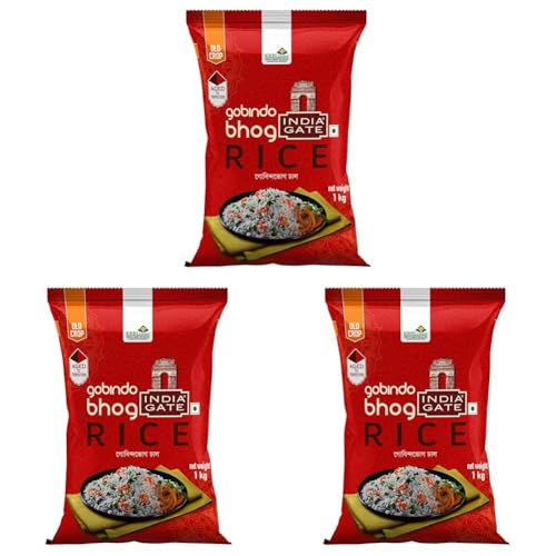 Image of India Gate Raw and Aged gobindobhog Rice 1kg (Pack of 3)