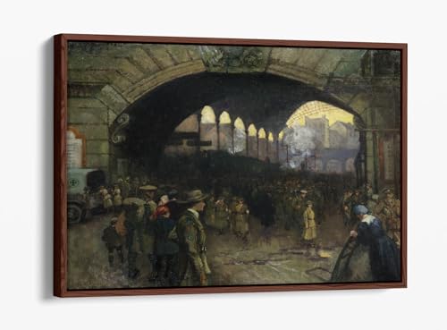 Victoria Station 1918 tableau historique grande taille cadre bois