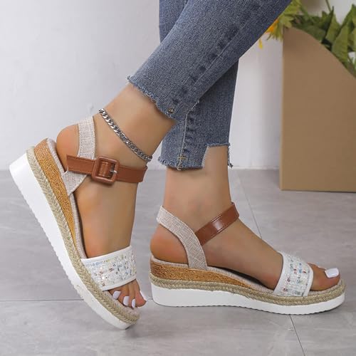 Open Toe Buckle Ankle Strap Espadrilles Flatform Wedge Casual Sandal Espadrille Low Heel Sandals 2025 Close Dressy Summer Girls Flower Girl Heels Single Bands Jute Flat Platform Shoes2