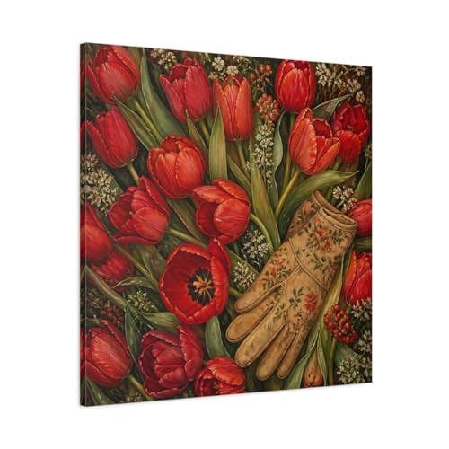 Toile tulipes rouges pour raviver un mur vide au-dessus du canapé