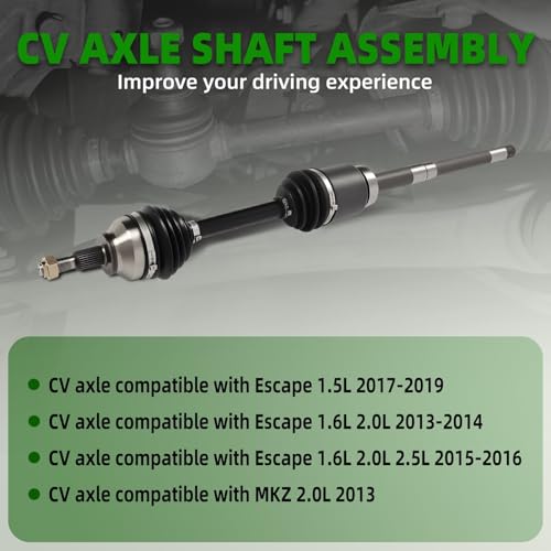 Yunnergo Front CV Axle Shaft Assembly Compatible with Escape 1.5L 1.6L 2.0L 2.5L 2013-2019 MKZ 2.0L 2013 Right Passenger Side Replace 66-2285 NCV11090 by Yunnergo - Image 6