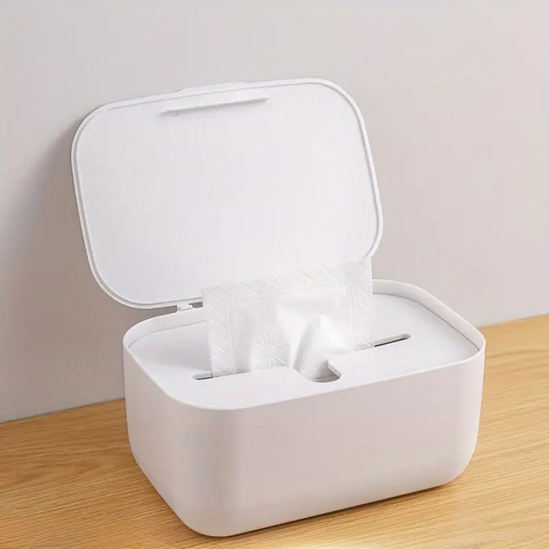 COSKIRA Tissue Box Holder, Modern Design, Stylish Box with lid Plastic Newborn Products Travel, Bedroom,Office, Rectangle Paper Facial Tissue Box Holder, Dryer Sheet Dispenser for Laundry Room-Multi-image-5