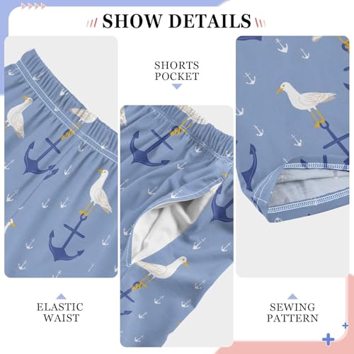 ALAZA Anchor Seagull Blue Cartoon Pajama Lounge Pants Long Sleep Pajama Bottoms with Pockets4