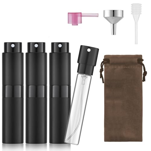 ToolHouse 3 PCS Atomizer Perfume Dispenser Portable Refillable Perfume Spray Bottle Mini Travel Perfume Atomizer for Purse Leak-Proof Sprayer 8ml CapacityBlack