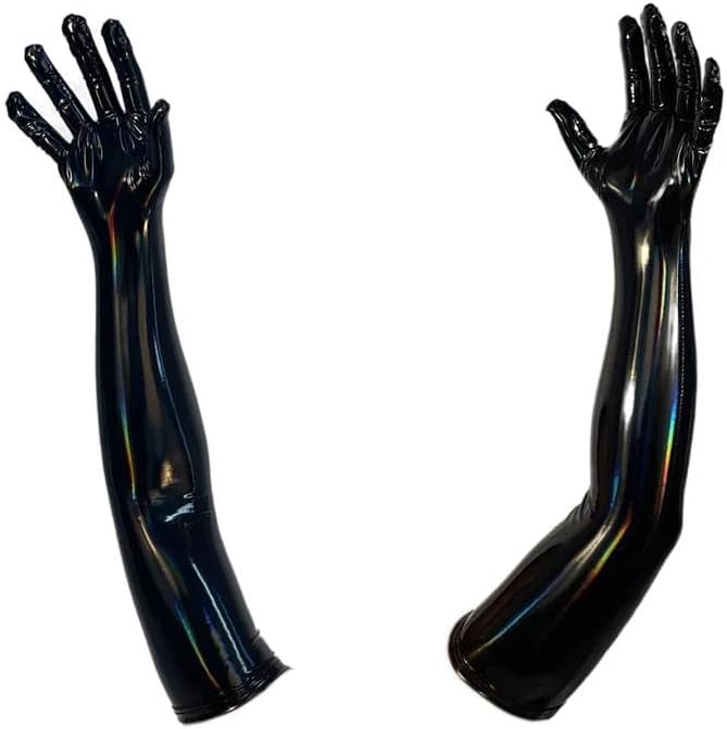 Women's Faux Pu Leather Punk Rock Gloves With Oil Glossy Finish For Jazz Outfit Skinny Long Opera Gloves