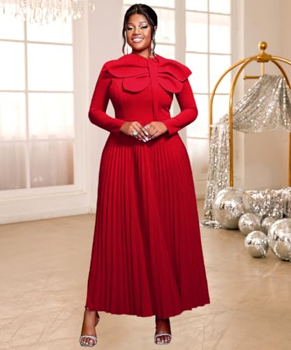 Image of AOMEI Casual Church Dresses for Women 2026 Summer Pleated Short Sleeve Round Neck Dragonfly Spring Maxi Dress