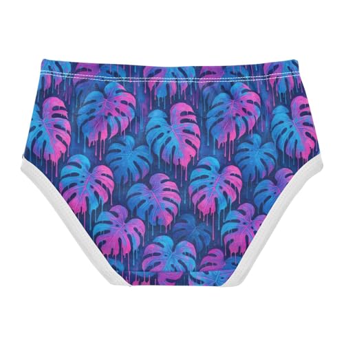 Joisal Artistic Monstera Leaves Blue Girl Panties Cute Girls Underwear Toddler Cotton Aesthetic Briefs Kids Undies 2t2