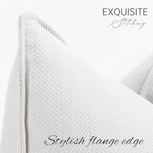 ZWJD Cream Pillow Covers 22x22 Set of 2 Chenille Throw Pillow Covers with Elegant Design Soft and Luxurious Decorative Throw Pillows for Couch, Bed, and Home Decor