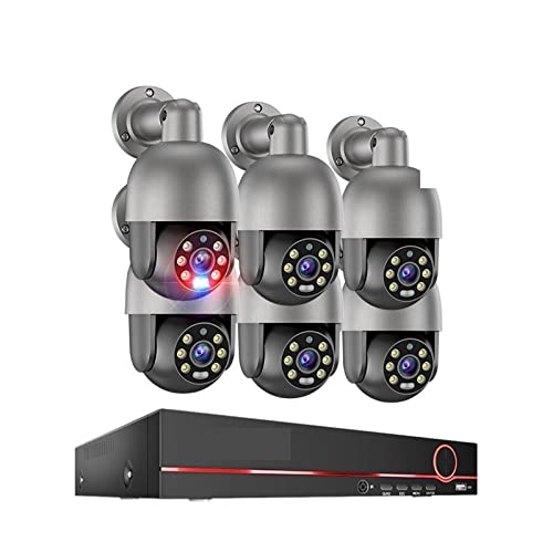 hƃJ O ZLeBJVXe 8CH 5MP HD POE NVR LbgoI[fBI AI 猟oOrfIĎ IP JZbg 4K 110°LpEԃJ[Be(2T,8CH 6 PTZ Camera)