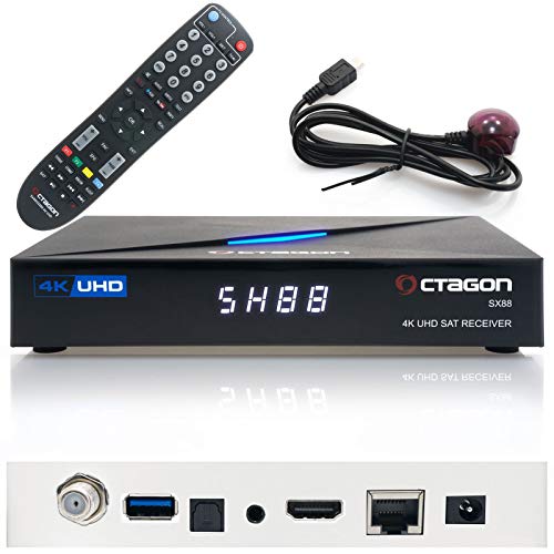 Octagon SX88 4K UHD S2+IP Receiver H.265 1GB RAM 4GB Flash Stalker Multistream Negro