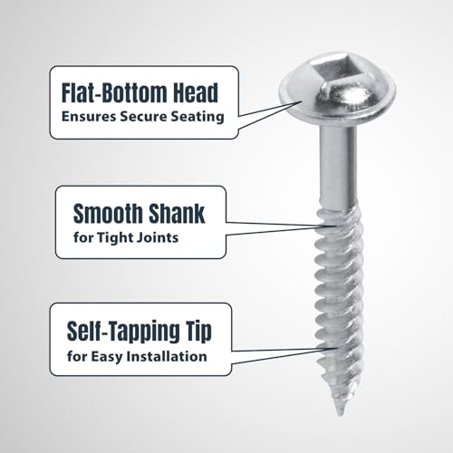 Image of POWERTEC 150 PK Pocket Hole Screws, Maxi-Loc Head, #2 Square Drive, 1-1 /4 inch Fine Thread for Pocket Hole Jig, Hardwood Cabinets & Furniture (72262)