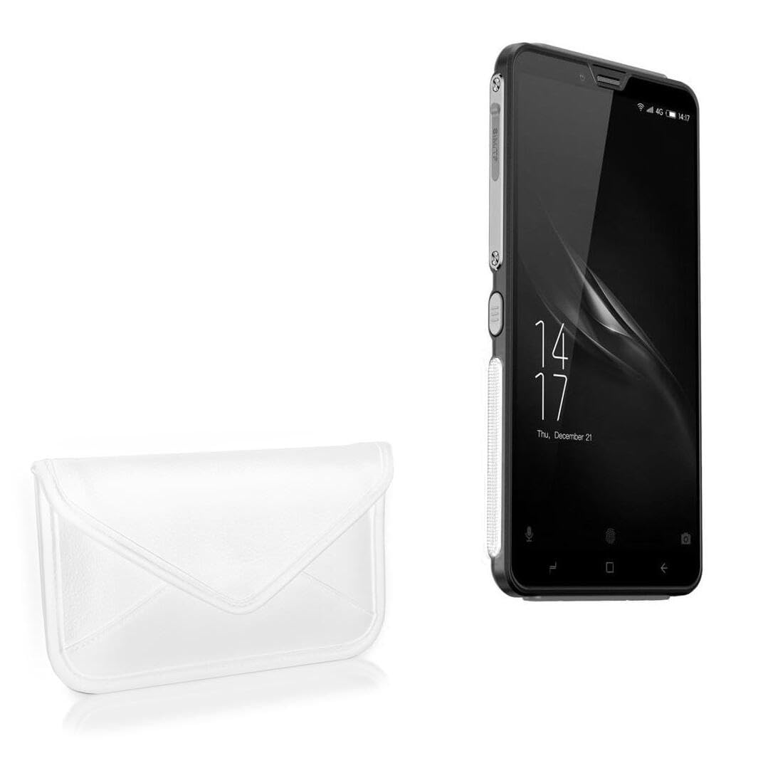 BoxWave Case Compatible with Elephone Soldier - Elite Leather Messenger Pouch, Synthetic Leather Cover Case Envelope Design - Ivory White