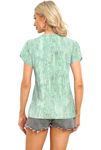 Image of Womens Petal Sleeve Tops Summer Trendy T Shirt Casual Loose Square Neck Button Blouse Tees