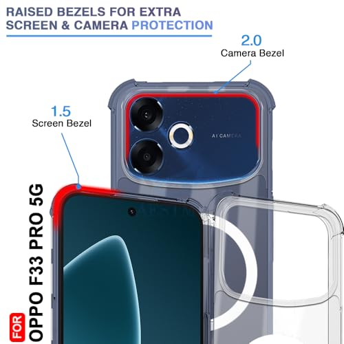 Image of AESTMO Clear Back Cover for Oppo F33 Pro 5G | 360 Protection | Transparent Back Cover for Oppo F33 Pro 5G (PC + TPU, Compatible with MagSafe Accessories, Transparent Bumper)