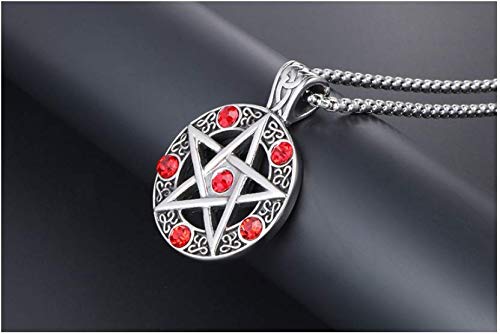 Star Pentagram Pentacle Pagan Necklace Wiccan Witch Gothic Stainless Steel Pendant with 24 inch Chain4