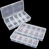 TOSAMZOO Caja de almacenamiento transparente para puntas de uñas postizas con 10 espacios para números, caja de almacenamiento de uñas, caja de plástico para uñas, cristal, joyas, accesorios de uñas