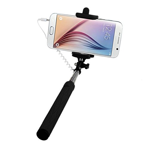 Perche Monopode, Handlife® Selfie Stick Perche Déclencheur Monopode Pôle Autoportrait Bâton Réglable Télescopique avec l'adapteur de montage pour Apple iPhone 6/6 Plus/5/4, iPod, Samsung Galaxy S6/S5/S4/S3, Note 4/3/2 et la plupart des autres smartphones (Noir)