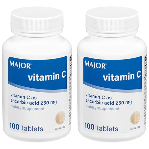 MAJOR Vitamin C 250 Mg - Dietary Supplement - 100 Tablets (2 Pack)