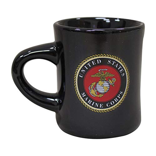 Taza de cerámica con logo Marines negra 8 oz miniatura 2