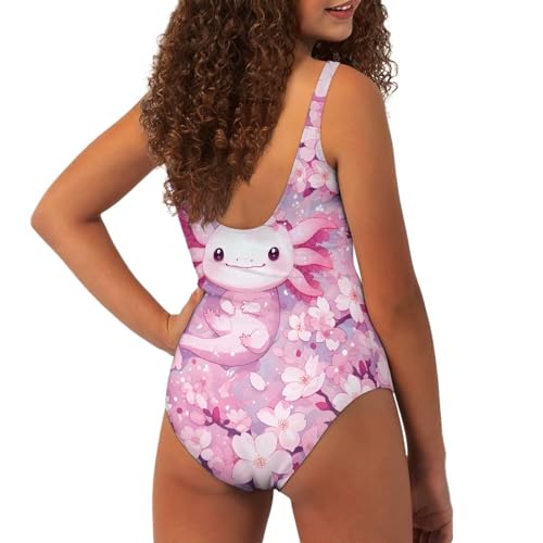 Image of One Piece Bathing Suit for Girl Kids Cute Beach Sport Swimwear U Back Scoop Neck Summer Swimming Pool Beachwear