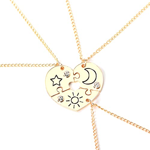 Puzzle Piece Friendship Necklace Gifts for Women Girls Best Friend Necklace for 3 Girls Birthday Christmas Gift for Friends Long Distance Friendship Necklaces for 3 Matching Necklaces for 3