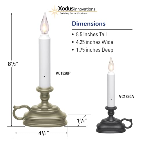 Image of VC1820P 8.5 inch Battery Operated Vintage Filament LED Flameless Window Candle with Dusk to Dawn Timer and 3 Flame Settings, Silver