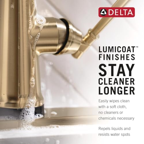 Image of Delta Faucet Emmeline Pull Down Kitchen Faucet Chrome, Chrome Kitchen Faucets with Pull Down Sprayer, Kitchen Sink Faucet, Faucet for Kitchen Sink with Magnetic Docking, Lumicoat Chrome 9182-PR-DST