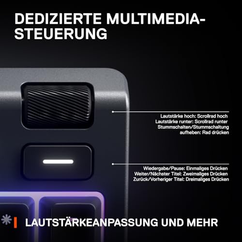 SteelSeries Apex 3 Gaming Tastatur - 10-Zonen RGB-Beleuchtung - Flüsterleise Gaming-Switches - Premium magnetische Handballenauflage - IP32 wassergeschützt - Deutsches (QWERTZ) Layout 6