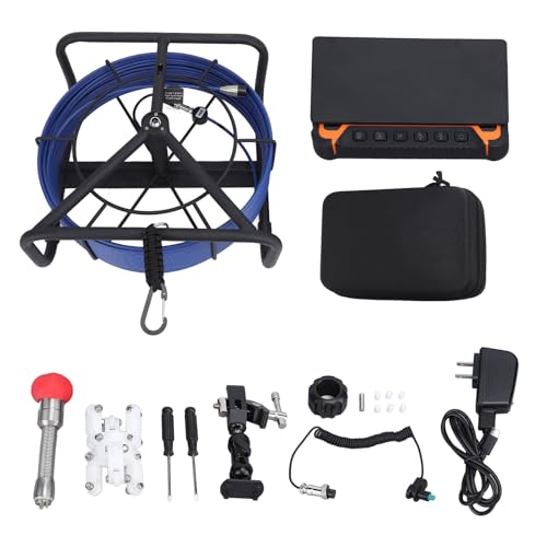 100FT / 30M Sewer Camera, 7in Screen Endoscope Camera with LED Lights, IP68 Water Proof 1080P Industrial Borescope, Carrying Case (US Plug AC100-240V)