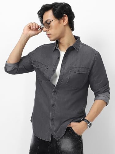 Image of Urbano Fashion Men's Full Sleeve Regular Fit Casual Denim Shirt