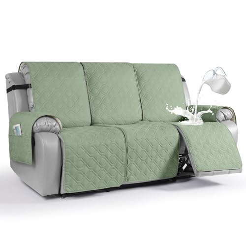 Image of VANSOFY Waterproof Recliner Couch Covers Washable, Light Green,3 Seater | 1-Piece, Non-Slip with Elastic Straps, Sofa Cover with Pocket for Dogs, Pets