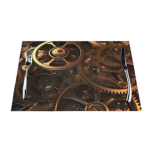Sets de table haut de gamme en PVC résistants à la chaleur style steampunk