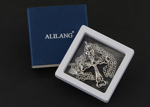 Image of Alilang Womens Black Silver Clear Crystal Rhinestones Celtic Holy Cross Pendant Necklace