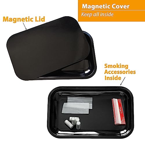 LOSTABA Rolling Tray with Magnetic Lid, Rolling Trays with Cover, Metal Tray with Cover. Come with Sticker (11”x7”)… - Image 3