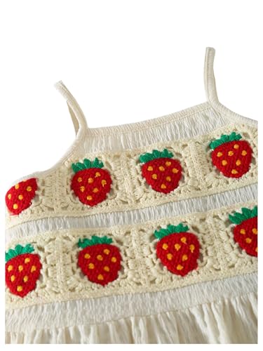 Image of WDIRARA Girl's 2 Piece Outfits Boho Floral Crochet Ruffled Sleeveless Cami Top and Wide Leg Pants