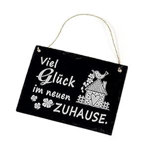 Viel Glück im neuen Zuhause – Schild Schiefertafel 22x16cm | Dekolando