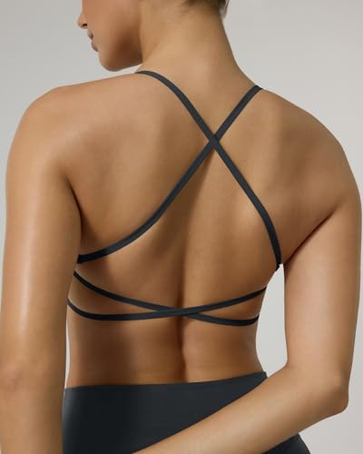 Image of PAVOI ACTIVE Open Back Strappy Yoga Workout Bras for Women - Low Support Criss-Cross Sports Gym Bra Removable Pads - FlexFlow