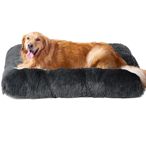 EHEYCIGA Cuscino per Cani Taglia Grande, Cuscino Cane Morbida lavabile, Morbido e Confortevole Letto per Cani a Pelo Lungo, Grigio Scuro, 105x70x9cm