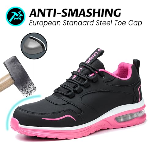 Image of LANSNBO Waterproof Steel Toe Shoes for Women Non Slip Sneakers